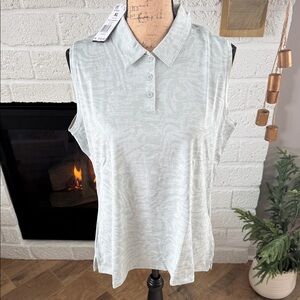 adidas Women's Sage/Gray Sleeveless Button Down Shirt